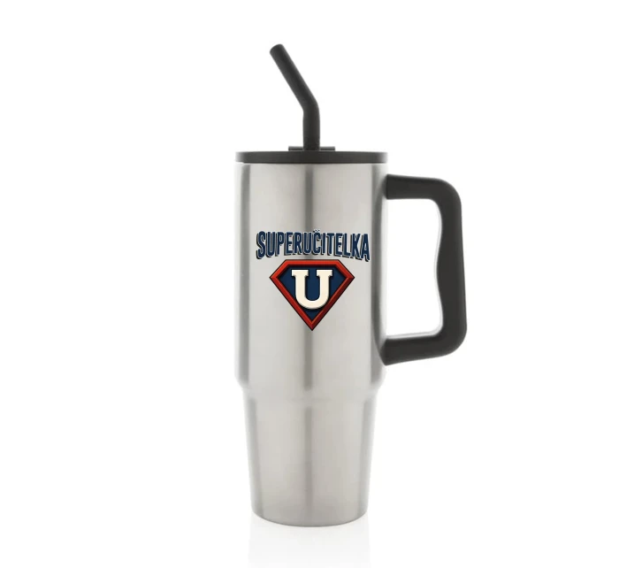 SUPERUČITELKA (ZNAK) - stříbrný cestovní termohrnek 900 ml