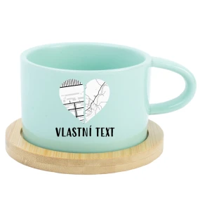 Personalizovaný keramický hrníček Makronka - dvě mapy jako srdce