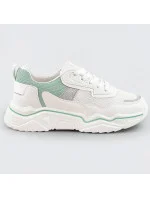 Bielo-mätové dámske sneakersy s brokátovými vsadkami (LU-2)