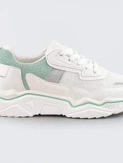 Bielo-mätové dámske sneakersy s brokátovými vsadkami (LU-2)