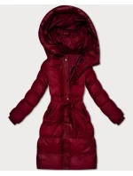 Zimná prešívaná bunda vo vínovej farbe s opaskom J Style (5M3253-1) Zimná prešívaná bunda vo vínovej farbe s opaskom J Style (5M3253-1)