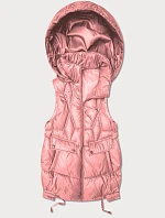 Dámska krátka bunda bez rukávov Goodlookin s odnímateľnou kapucňou ružová (B8258-81)