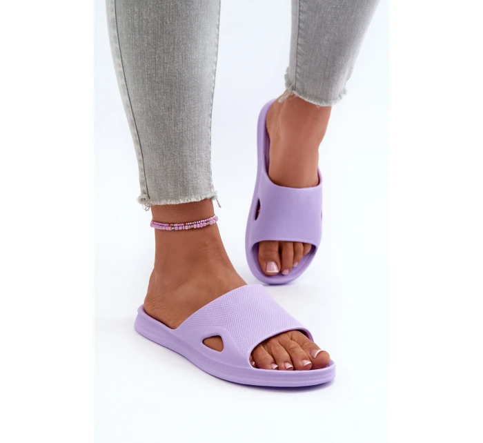 Klasyczne Klapki Damskie Fioletowe Juniria