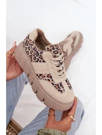 Semišové zateplené dámské tenisky na masivní platformě  béžové model 21707642 - VINCEZA