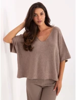 Sweter IT SW model 21302575 ciemny bezowy - FPrice Sweter IT SW model 21302575 ciemny bezowy - FPrice