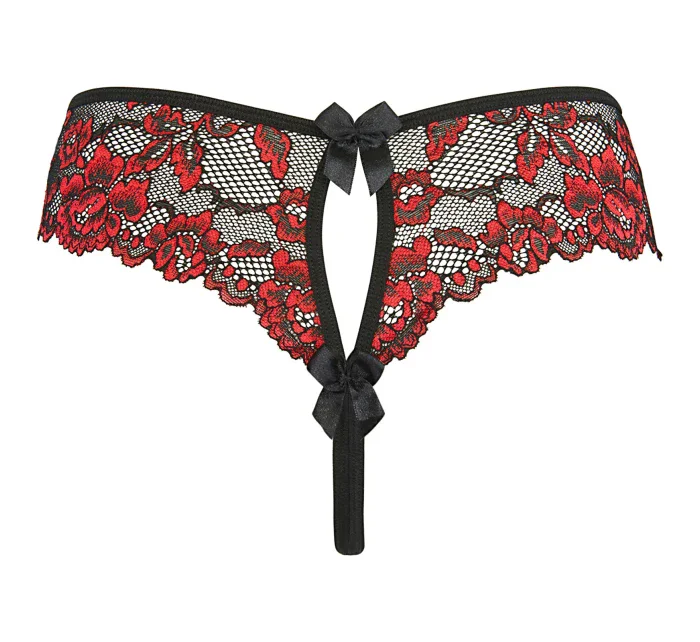 Sexy tangá V-10018 čierna/červená - Axami