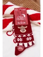 Pánske vianočné ponožky s motívom sobov - bordové Pánske vianočné ponožky s motívom sobov - bordové