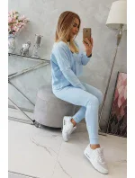 Súprava s oversize blúzkou modrej farby Súprava s oversize blúzkou modrej farby