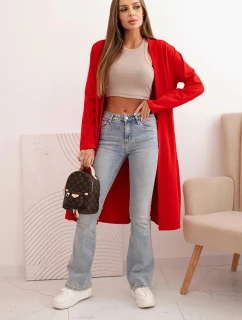 Dámsky bavlnený sveter s dlhým rukávom červený