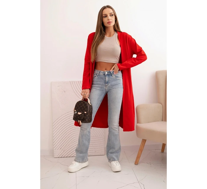 Dámsky bavlnený sveter s dlhým rukávom červený