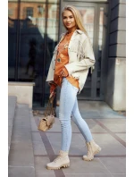 Zamszowe Traperki Botki Beżowe Layden