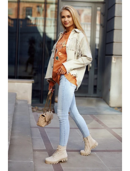 Zamszowe Traperki Botki Beżowe Layden