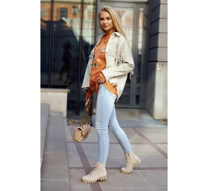 Zamszowe Traperki Botki Beżowe Layden