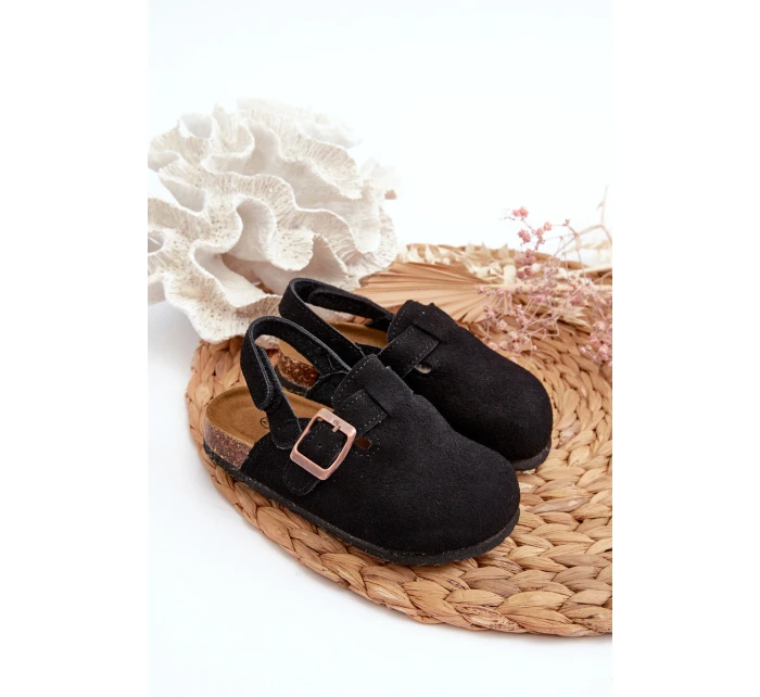 Chodaki Dziecięce Na Korkowej Platformie Czarne Vulagia Chodaki Dziecięce Na Korkowej Platformie Czarne Vulagia