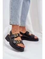 Eko Kožené Sandály S Přezkami Černé model 21684634 - Boto Eko Kožené Sandály S Přezkami Černé model 21684634 - Boto