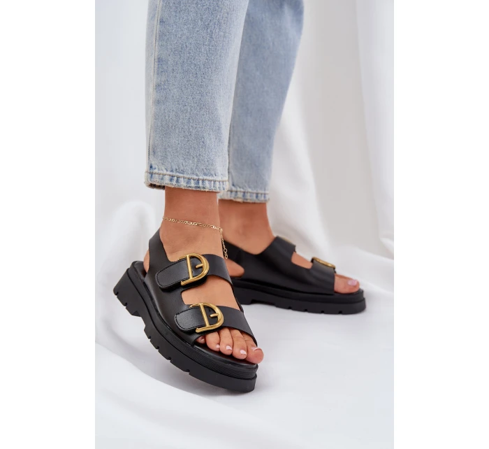 Eko Kožené Sandály S Přezkami Černé model 21684634 - Boto Eko Kožené Sandály S Přezkami Černé model 21684634 - Boto