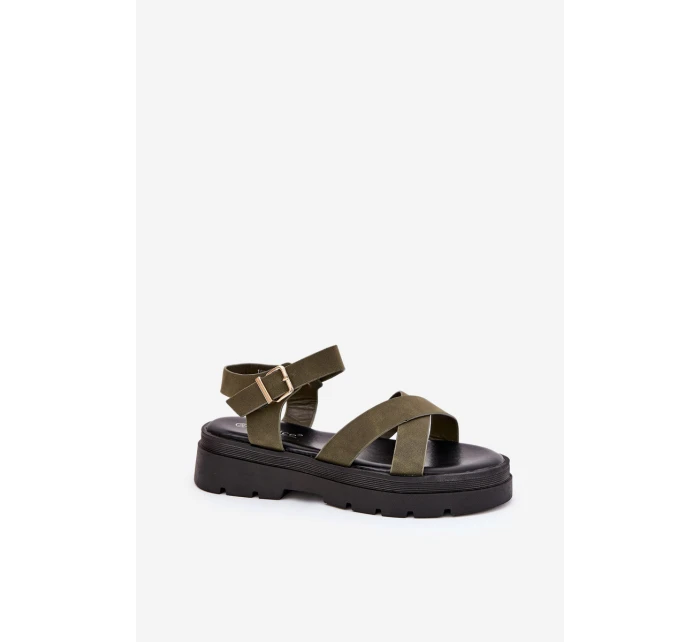 Dámské sandály na platformě z eko kůže tmavě zelené model 21688424 - Boto