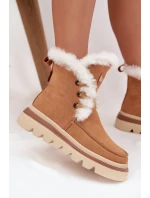 Dámske snehule z prírodného semišu Lee Cooper - camel