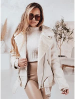 Dámská kožená bunda s ovčí kůží bílá Dstreet model 21981574 - FashionStreet