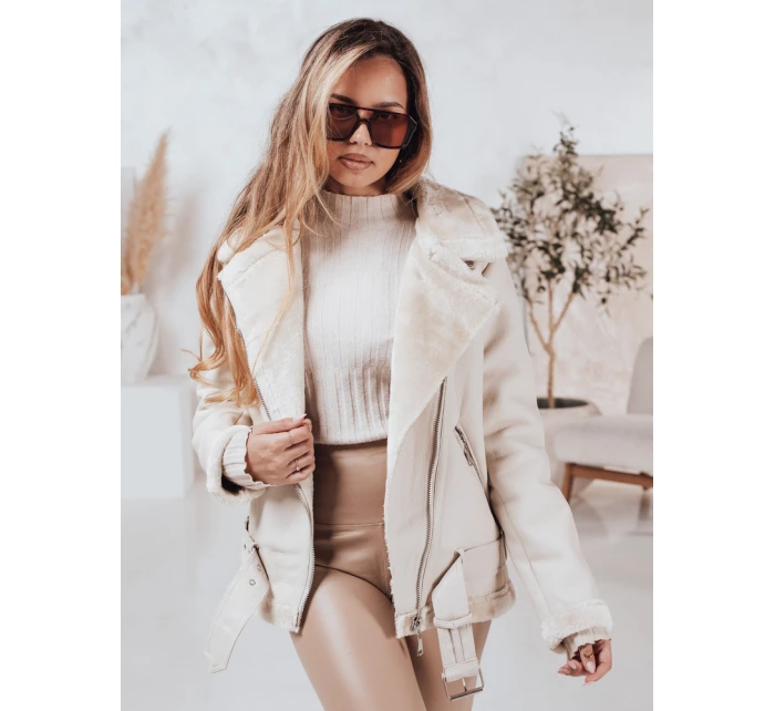 Dámská kožená bunda s ovčí kůží bílá Dstreet model 21981574 - FashionStreet