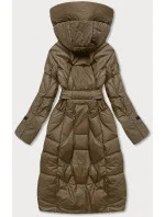 Péřová bunda v olivové barvě se stojáčkem a kapucí model 21244376 - Ann Gissy