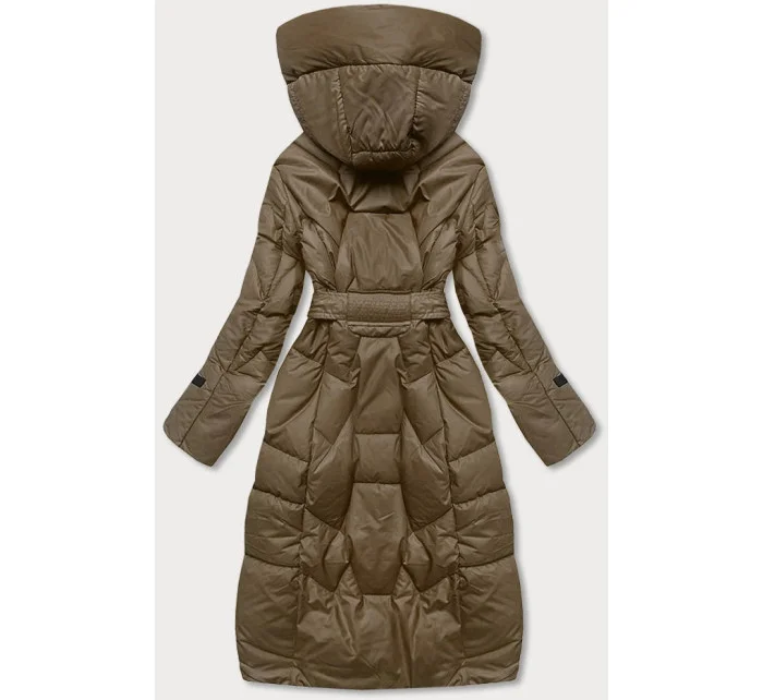 Péřová bunda v olivové barvě se stojáčkem a kapucí model 21244376 - Ann Gissy