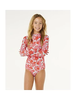 Dievčenský plavecký overal RIP CURL Sunshine UPF LS Surfsuit – červený, detský