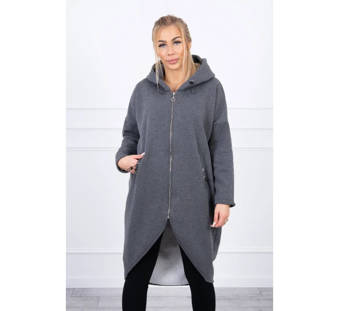 Zateplená dlhá mikina v grafitovej melanžovej farbe