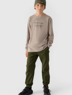 Koszulka Z Długim Rękawem Dla Chłopca Z Nadrukiem Regular 4F 4FJWAW24TLONM294-26S Szara