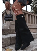 Kozaki Eko Zamszowe Obcas Słupek Na Zamek Ocieplane Wywinięta Cholewka Beżowe Evyra