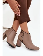 Skórzane Botki Ocieplane Na Słupku Beżowe Ivessara Skórzane Botki Ocieplane Na Słupku Beżowe Ivessara