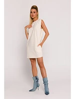 M789 Mini šaty s ramennými vypchávkami - krémové