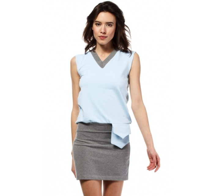 Letné šaty mini značkové BeWear bez rukávov krátke svetlo modré - Modrá - BeWear