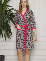 Dámsky župan Y19255 sivý so vzorom - La Penna