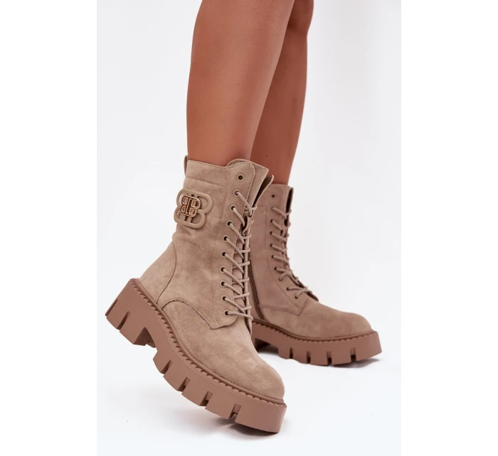 Dámska zateplená členková obuv so zdobením DA183P Beige - Seastar Dámska zateplená členková obuv so zdobením DA183P Beige - Seastar