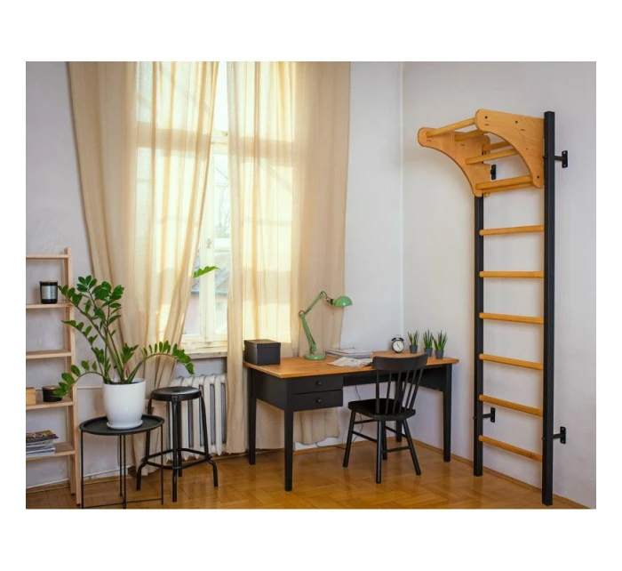 DREVENO-KOVOVÝ GYMNASTICKÝ REBRÍK NA 4 ÚCHOPY S DREVENOU TYČOU BENCHK 211B