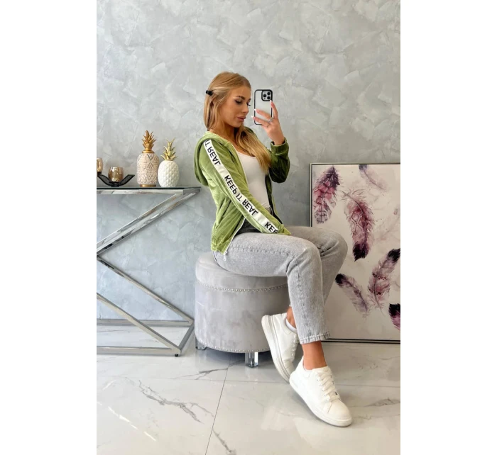 Velurová mikina s kapucí zelená Velurová mikina s kapucí zelená