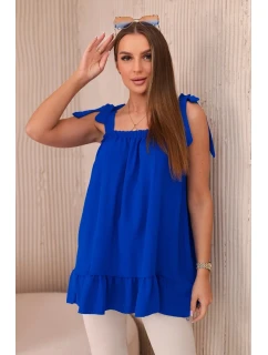 Halenka s mašličkami chrpově modrá