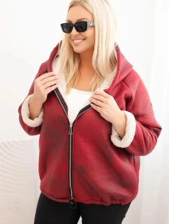 Dámská bunda Plus Size s kapucí a model 21439210 bordová - K-Fashion