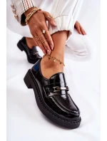 Lakierowane Półbuty Ze Srebrną Ozdobą Czarne Lemar Hestill