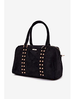 Kufríková kabelka so zlatými gombíkmi Black Emelle