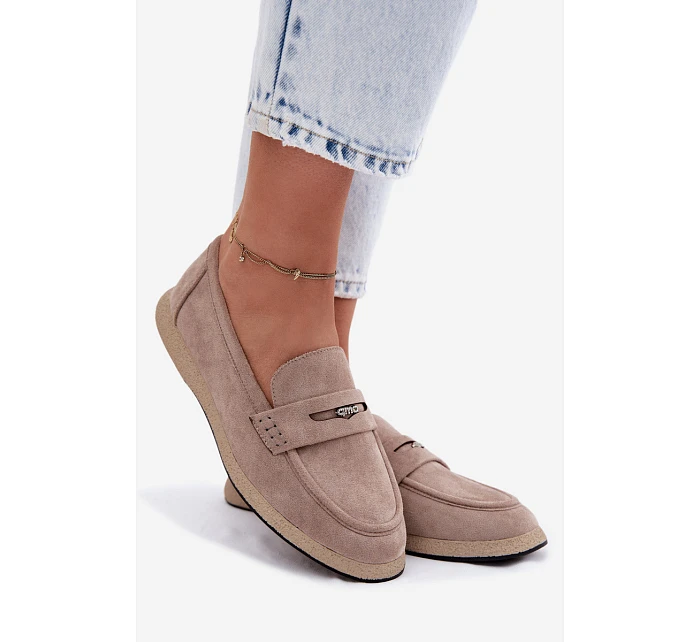 Dámské mokasíny z imitace semiše Vinceza Béžové Dámské mokasíny z imitace semiše Vinceza Béžové