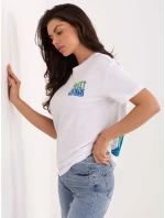 T shirt model 21798130 biało żółty - FPrice T shirt model 21798130 biało żółty - FPrice