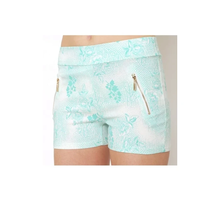Dámske bavlnené elastické šortky BLACK & FISH zdobené zipsami korálová / mint / béžová - BLACK & FISH