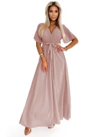 Dlouhé šaty se výstřihem a vázáním model 22316503 - numoco basic Dlouhé šaty se výstřihem a vázáním model 22316503 - numoco basic