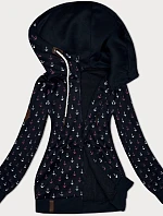 Teplá mikina na zips s kotvami čierna (2307)