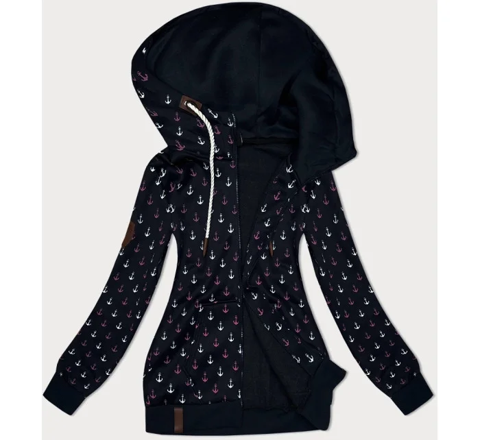 Teplá černá rozepínací mikina se vzorem model 21312108 - 6&8 Fashion