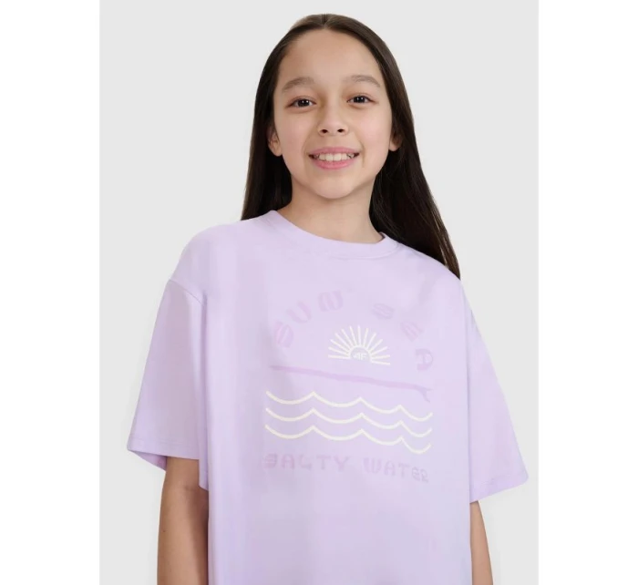 Dívčí tričko oversize s potiskem model 21436043 - 4F