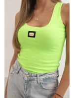 Dámská pruhovaná top na ramínkách s ozdobnou nášivkou zelená neon