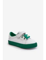 Dziecięce Sneakersy Trampki Z Przypinką Biało-Zielone Pennyn Dziecięce Sneakersy Trampki Z Przypinką Biało-Zielone Pennyn